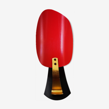 Red and black vintage sconce in fluted plastic and brass