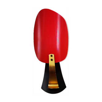 Red and black vintage sconce in fluted plastic and brass