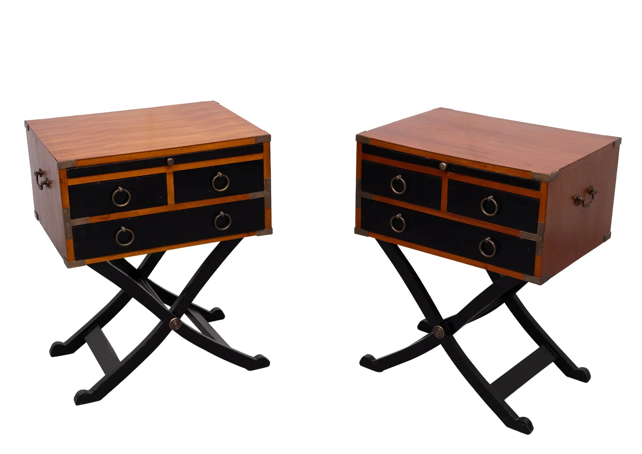 Authentic Models Bombay Campaign style side tables or Night stands 1970s En