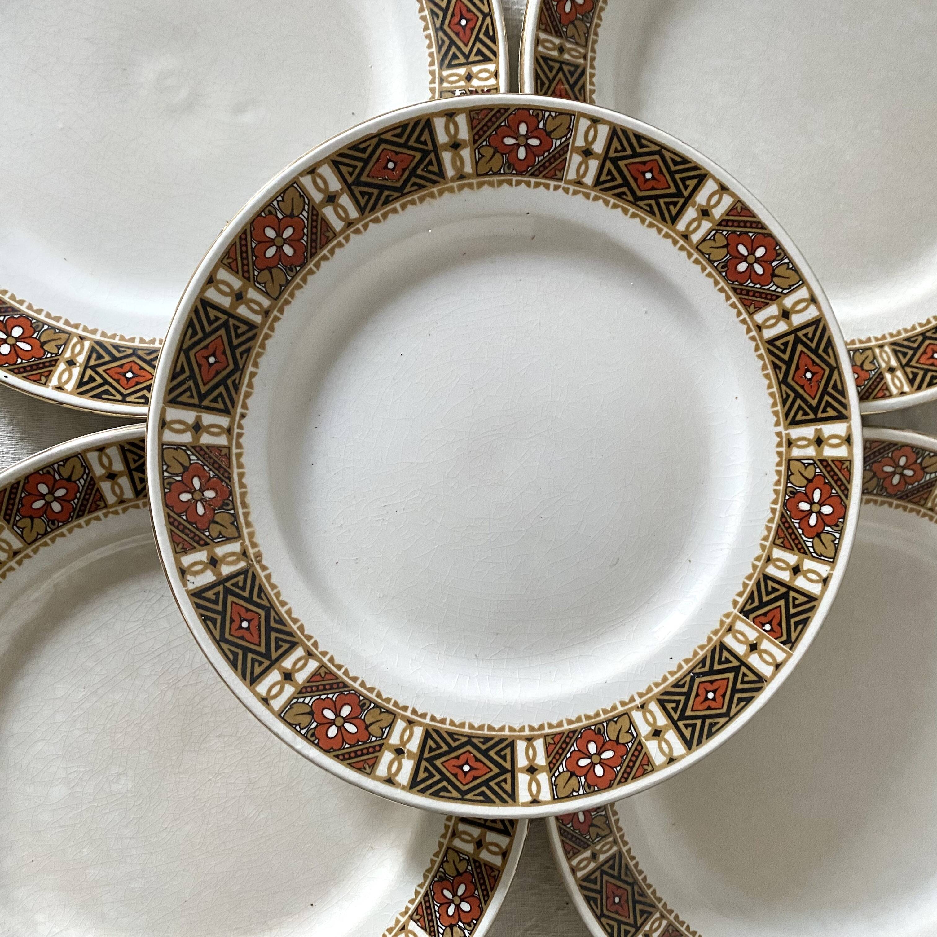 Luneville dessert plates with ethnic decor