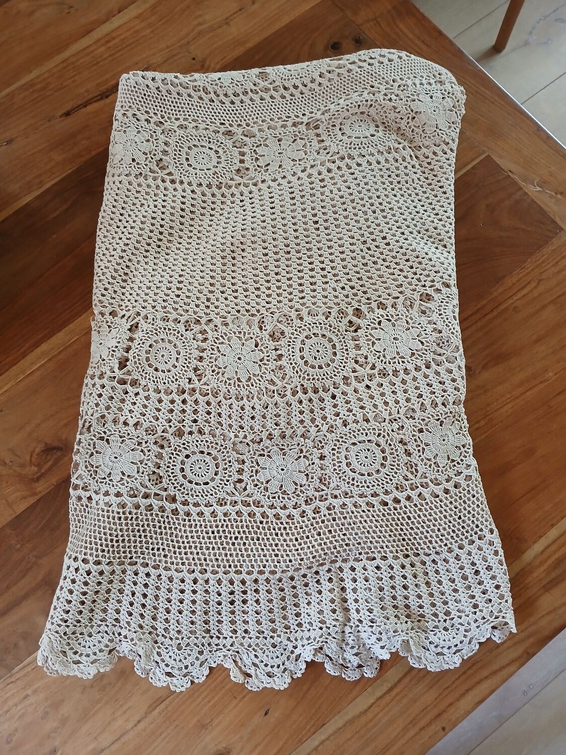 Antique handmade crochet tablecloth