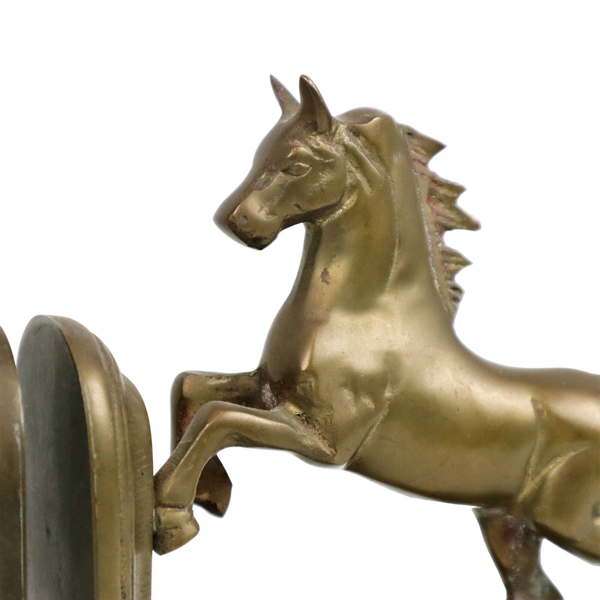 Brass prancing horses bookends figurines vintage copper 1970s