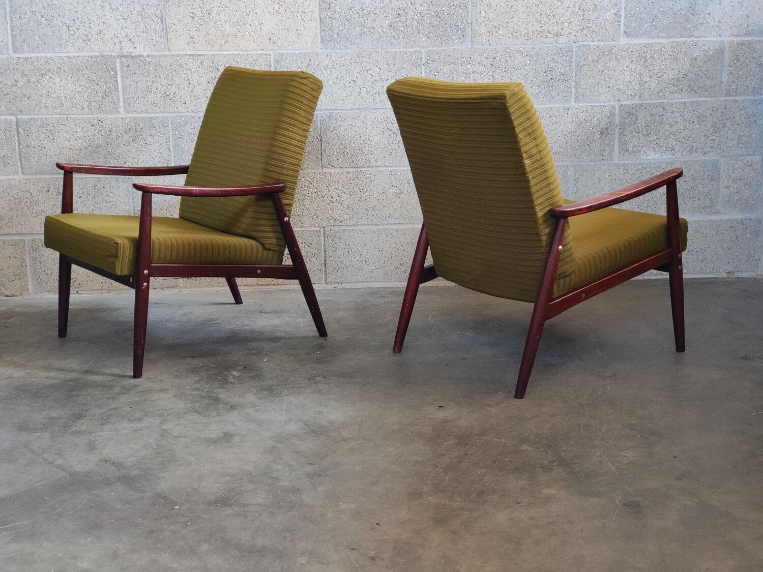Pair of armchairs Olive Green by Jiri Jiroutek 1960