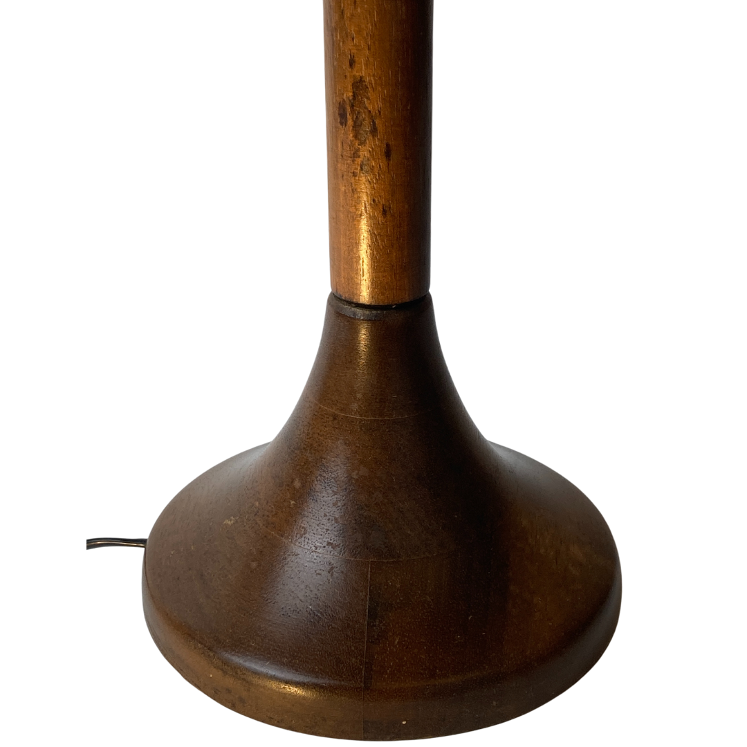 Lampe de table d’abat-jour de champignon en fausse toile de bambou, années 1960