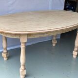 Refurbished vintage farmhouse dining table in solid raw oak wood