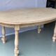 Refurbished vintage farmhouse dining table in solid raw oak wood