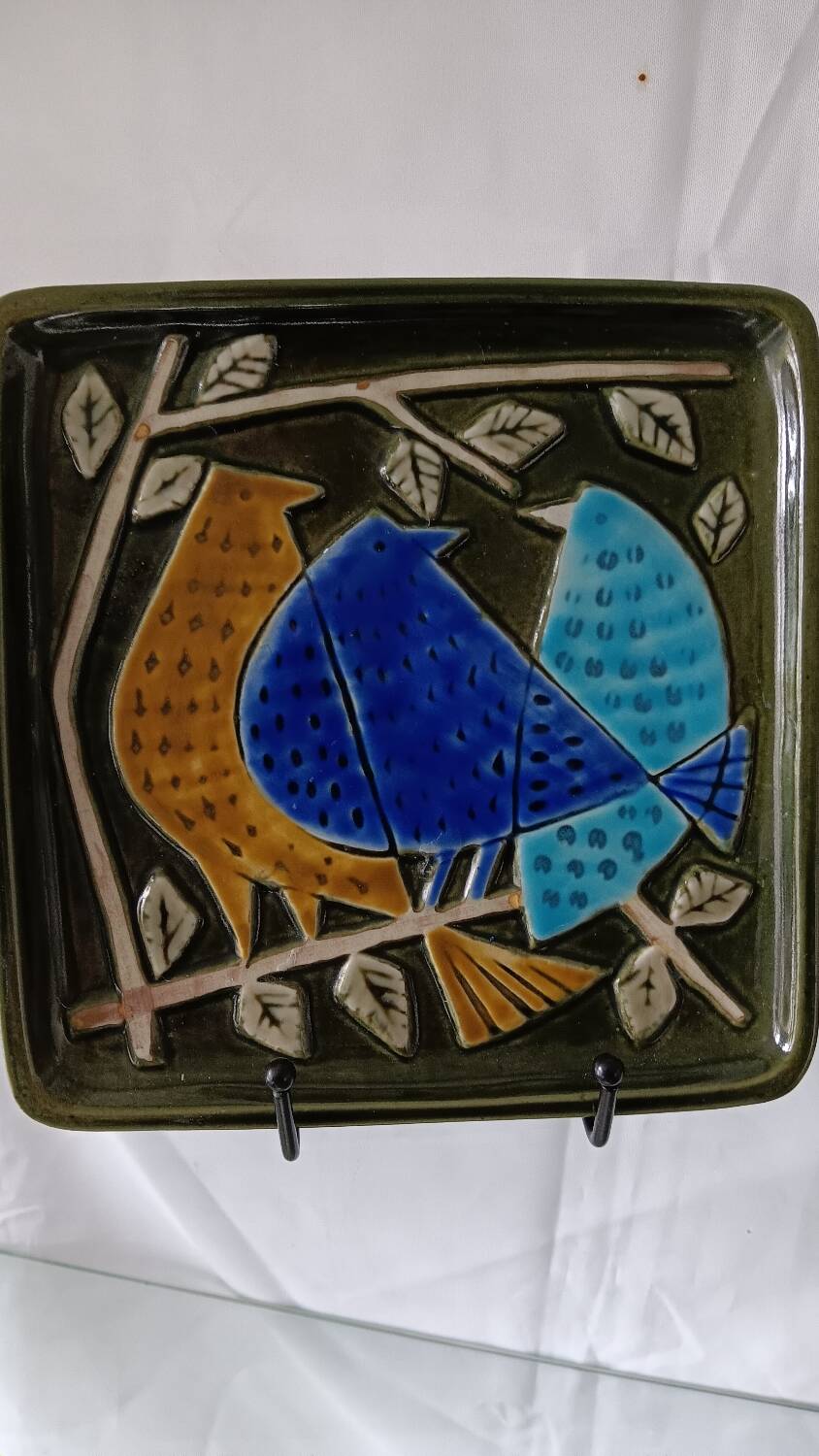 Enamelled plaque the 3 birds by Lisa Larson - Gustavsberg