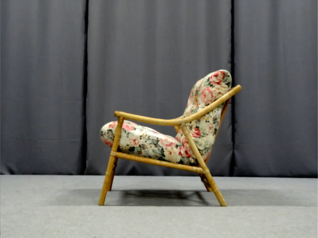 Pair of bamboo and rattan chairs, 1950s