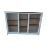 Pearl gray patinated loom furniture, 6 adjustable shelves, wooden top