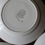 Set of 6 flat plates mismatched orange green Badonviller Saint Amand