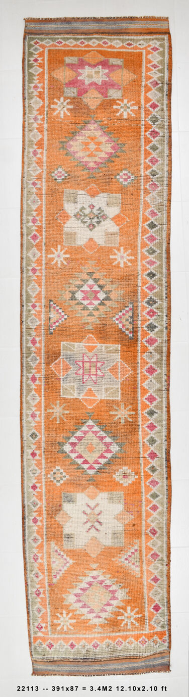 3x13 vintage modern runner rug, 87x391cm