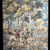 Tapisserie scène de chasse goût XVIIIème passementerie XXème