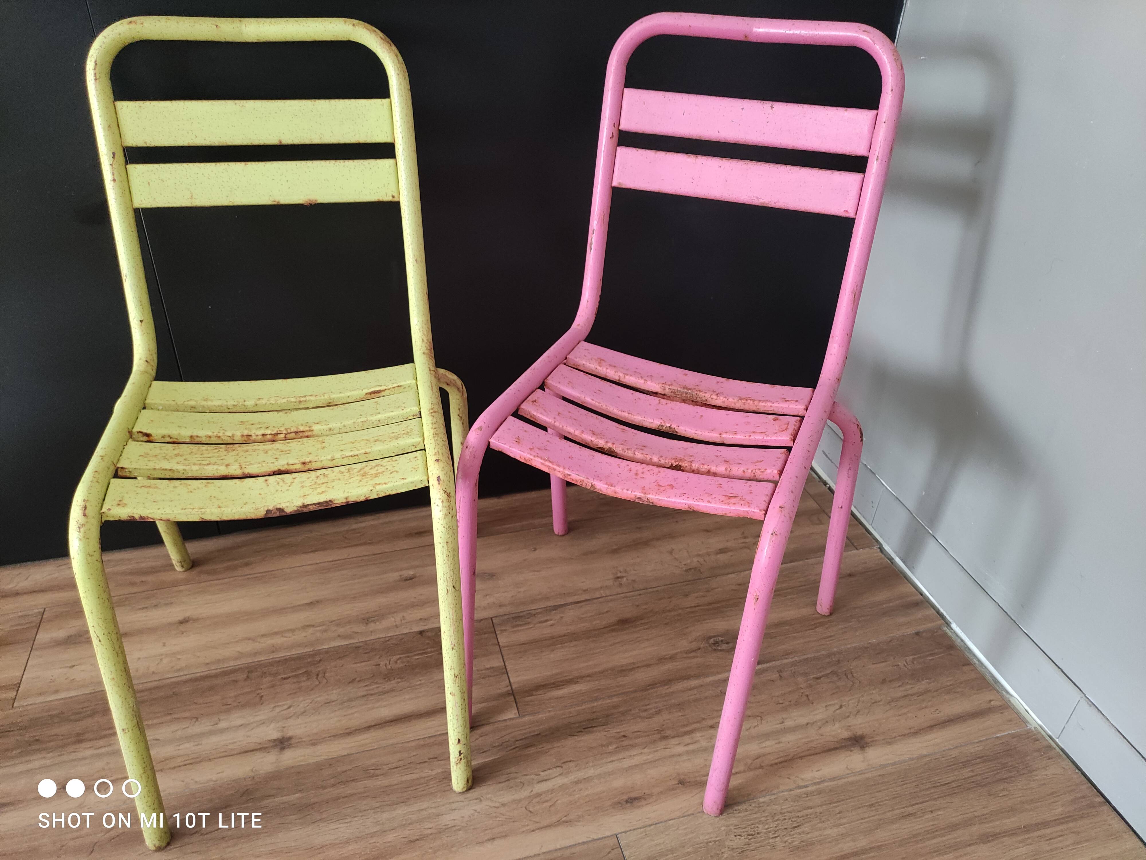 Set of 4 50s bistro chairs in rusty metal