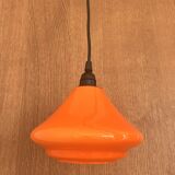 Orange opaline lamp suspension Space Age vintage 1970s