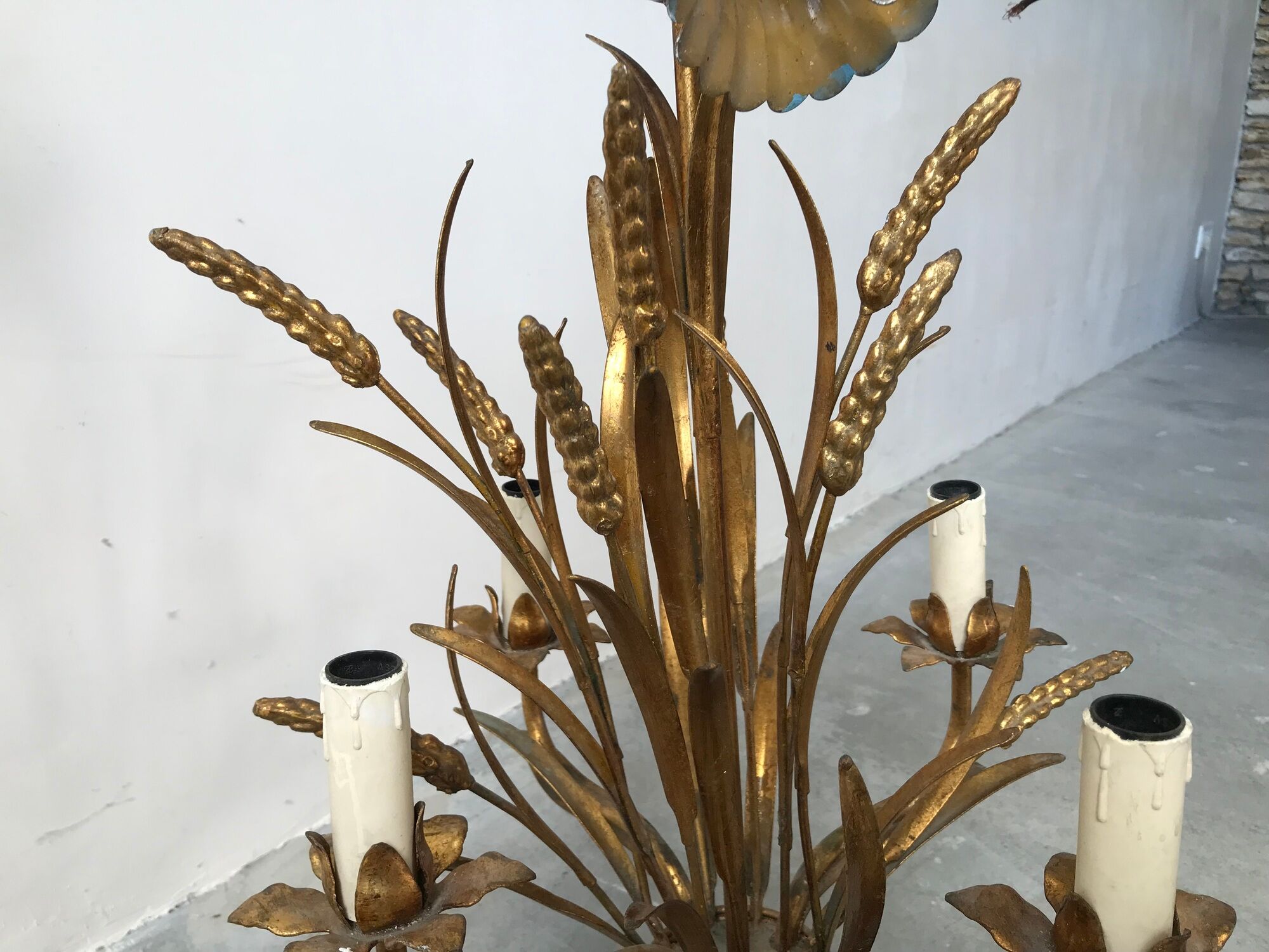 Chandelier ears of wheat in gilded metal, circa 1960