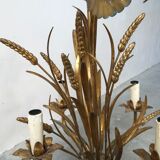Chandelier ears of wheat in gilded metal, circa 1960