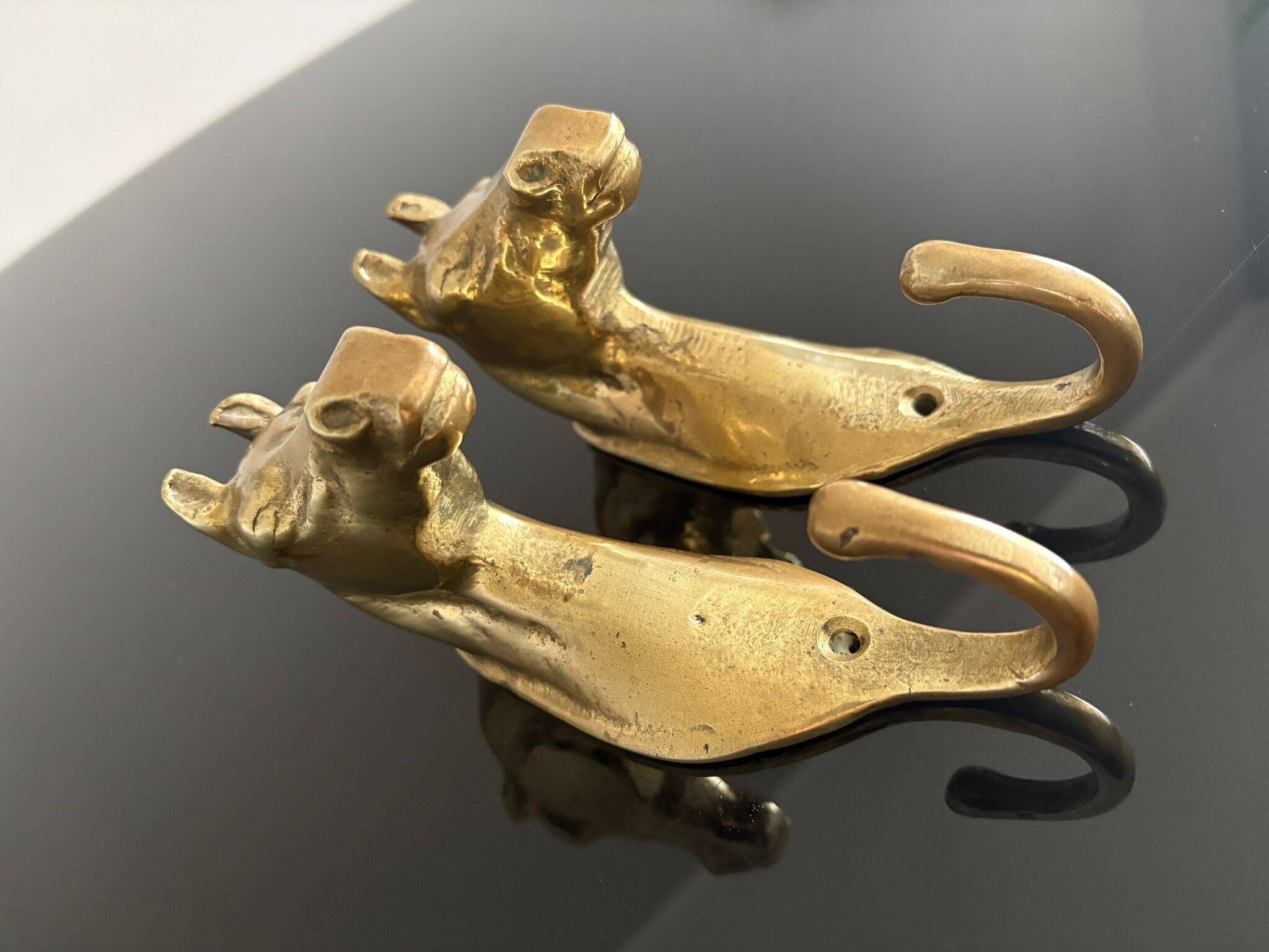 Pair of bronze coat hooks - Italy, 1950s