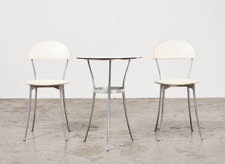 Enzo Mari Pair of Tonietta Chairs + Trevi Table for Zanotta Italy 1985