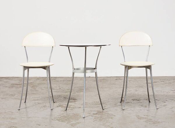 Enzo Mari Paire de Chaises Tonietta + Table Trevi pour Zanotta Italie 1985