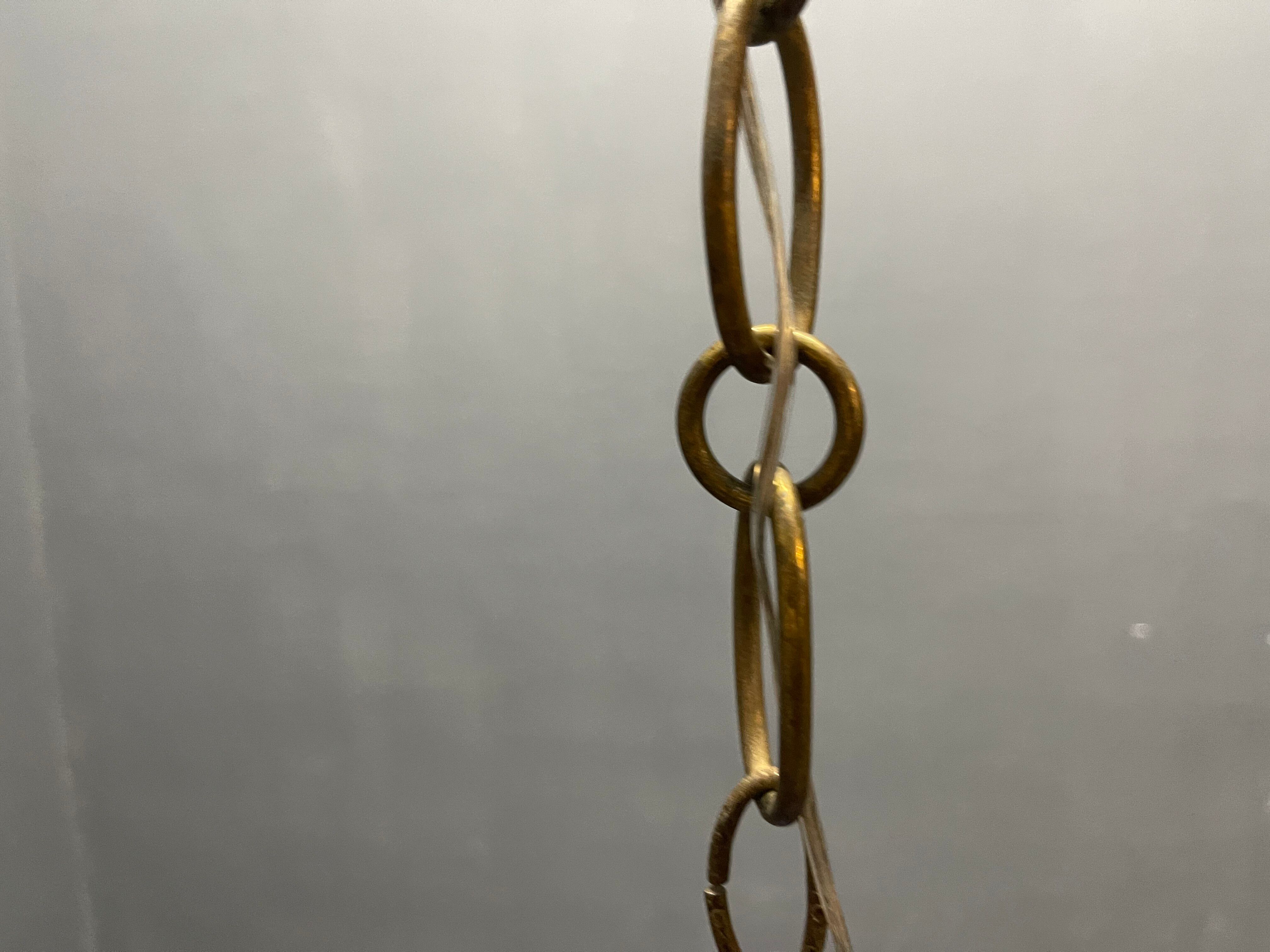 Wrought Iron Blue Murano Glass Light Pendant 1980’s