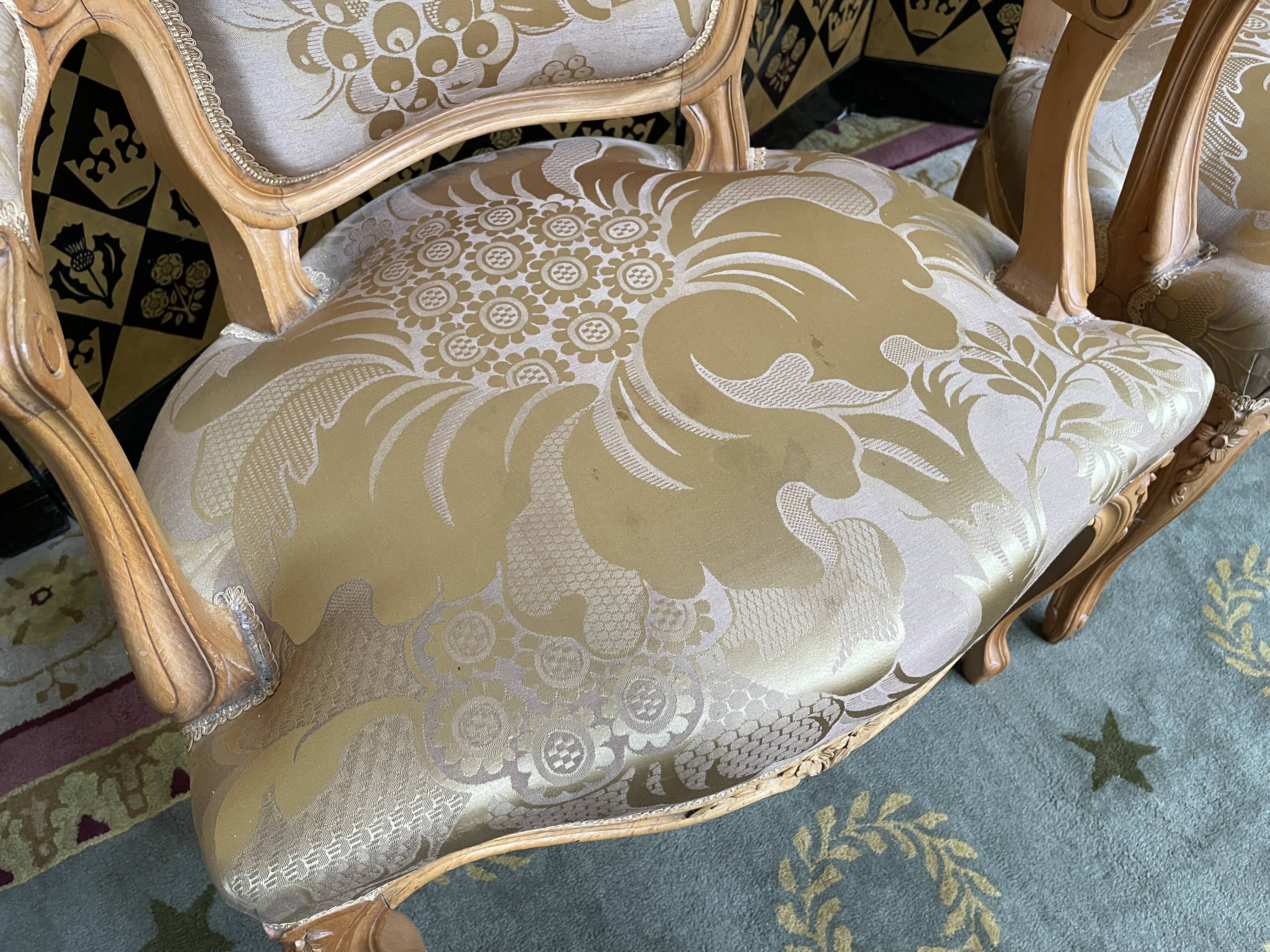 Pair of Louis XV style convertible armchairs