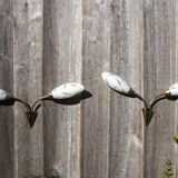 Pair of double opaline and brass wall lights from the 1960s-1970s.