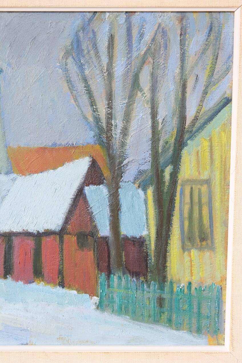 Tage Nilsson, Paysage moderne suédois, années 1960, Huile sur panneau, Encadré