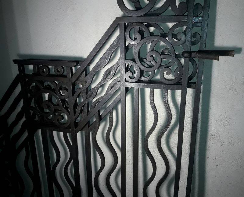 Old wrought iron gate and door grilles 20th century Art Deco