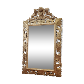 Miroir style Louis XIII en bois doré 70x117cm