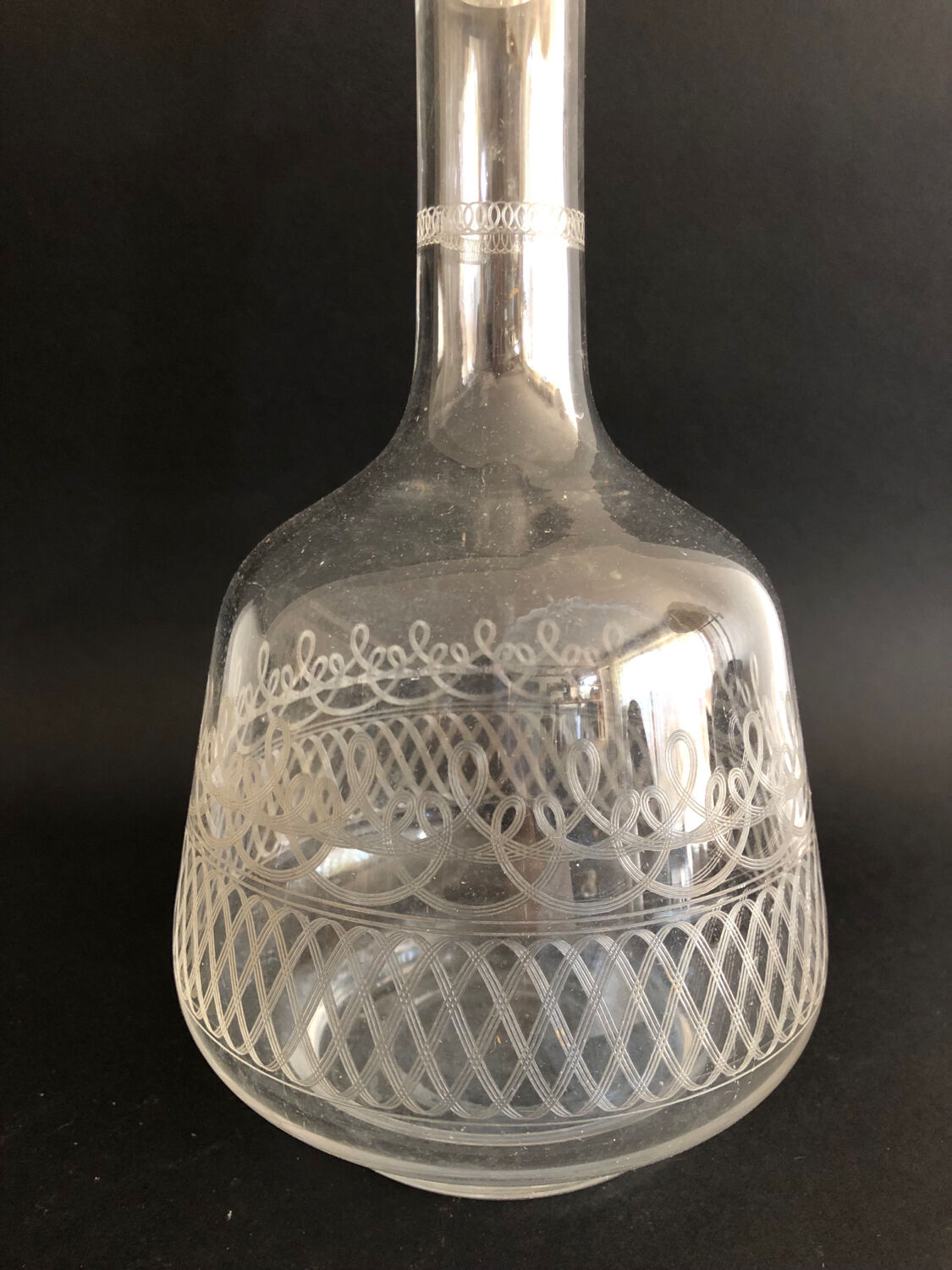 Etched glass carafe