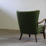 1960s vintage mid-century lounge chair, dark stained oak style of Viggo Boesen