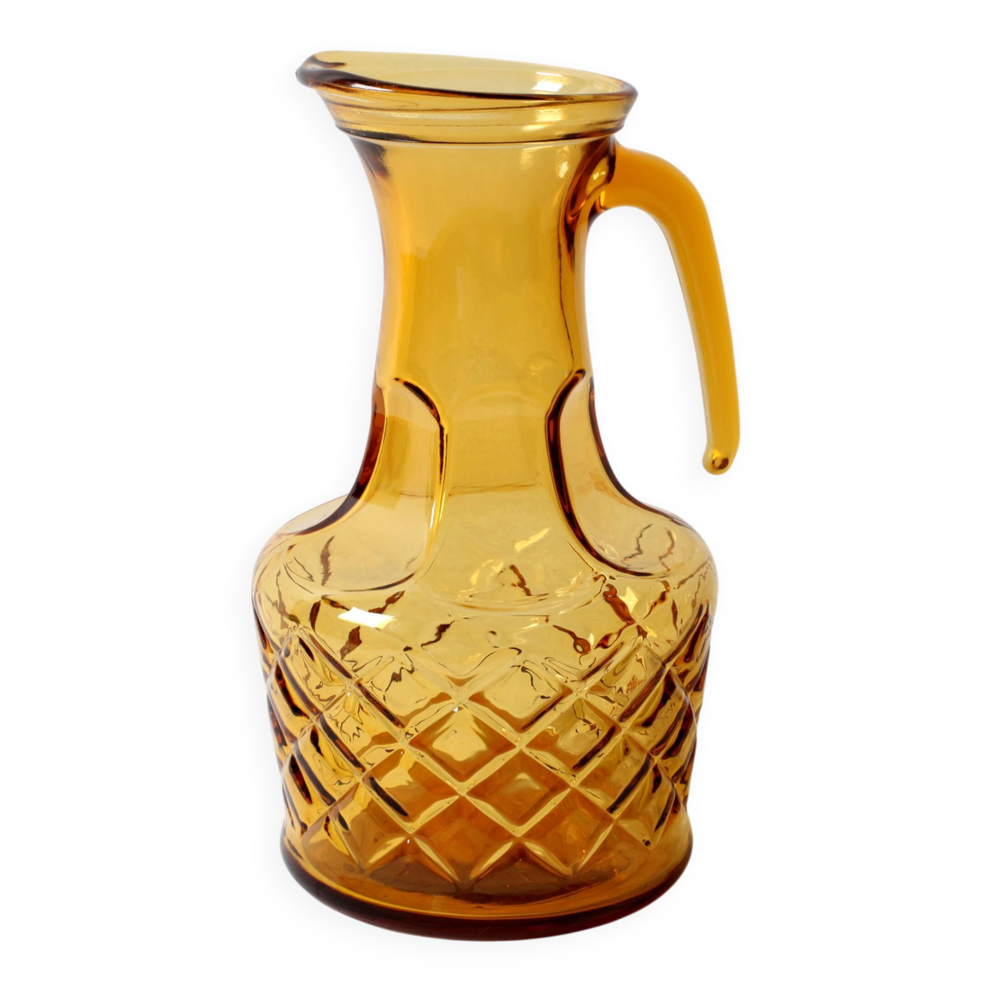 Vintage Designer Italian Amber Glass Carafe / Mid-century Jug / Bormioli
