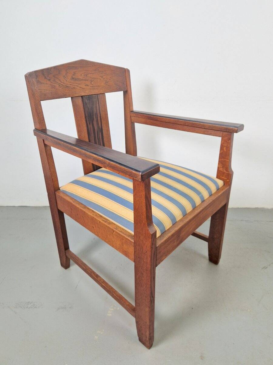 Art Deco Haagse School Armchairs in Oak and Ebony, 1920s, Set of 2