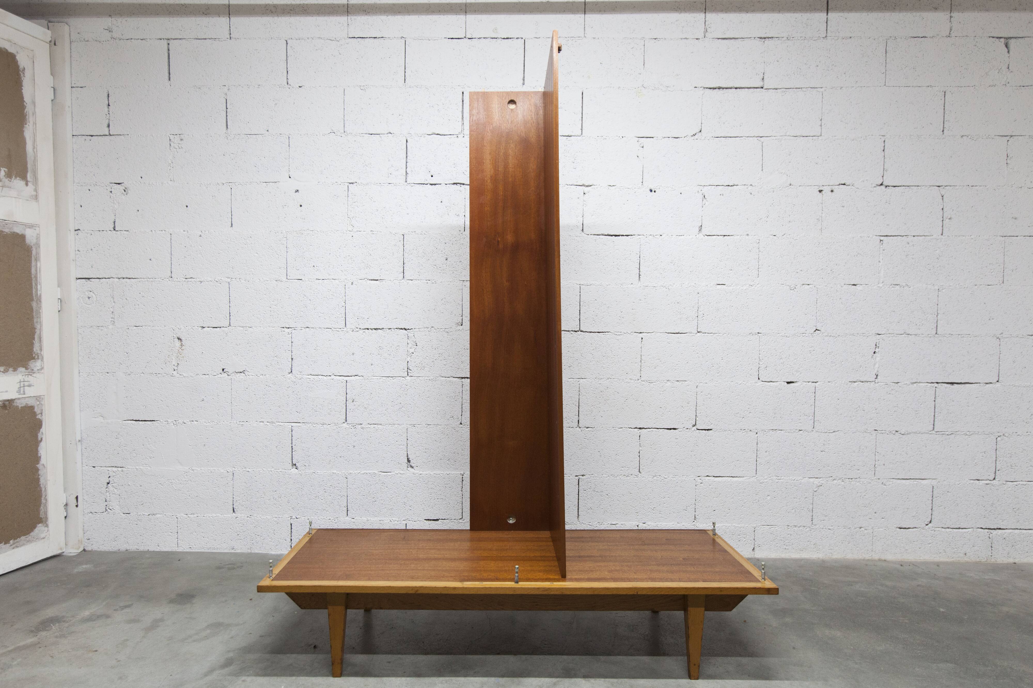 1970 Scandinavian wardrobe with shelves and mirror, 21x126, 2 doors.