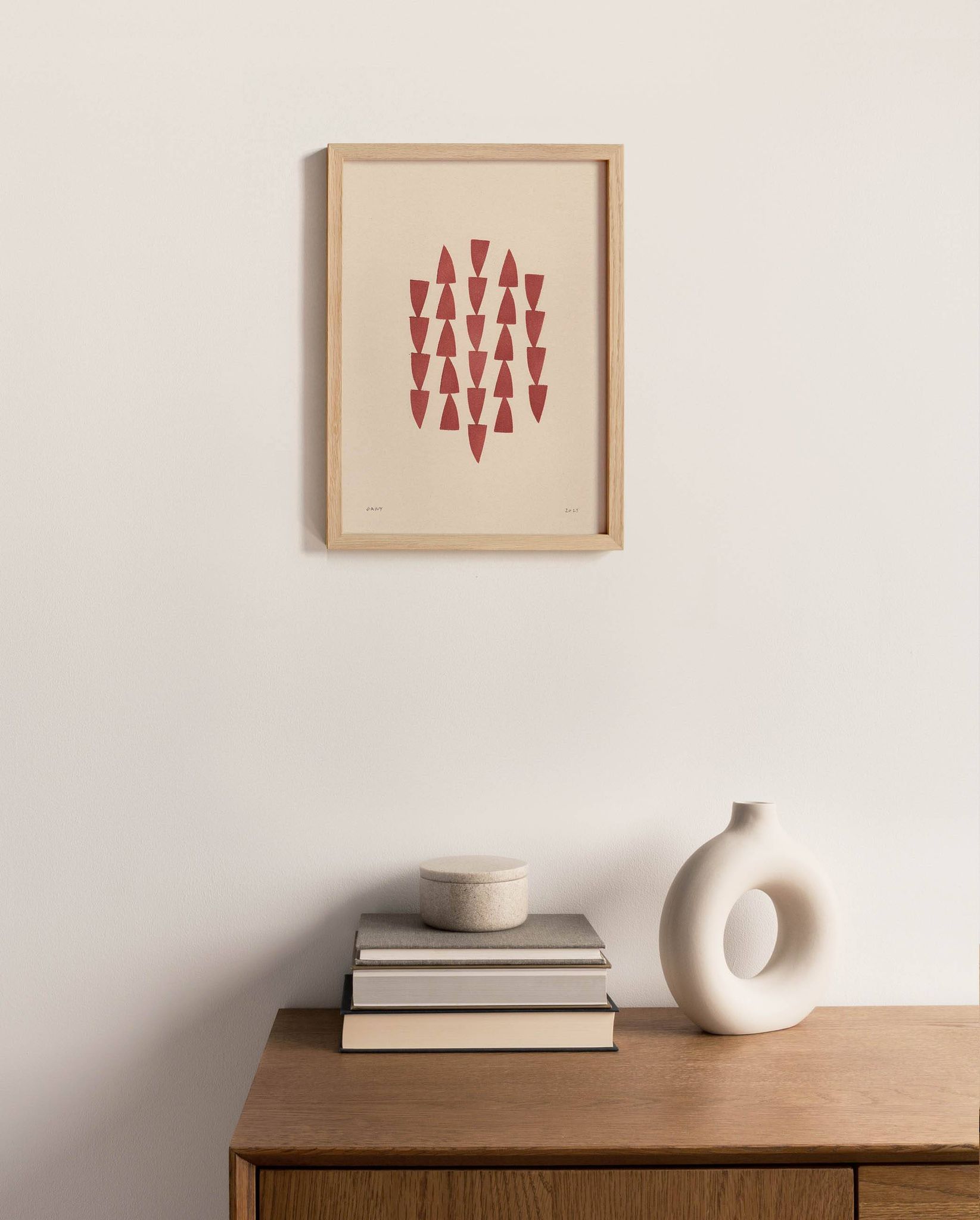 Peinture abstraite sur papier illustration rouge foncé signée Eawy