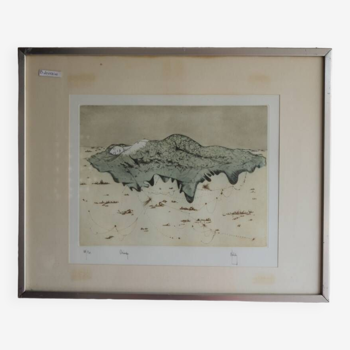 Lithograph "Ocean" Bernard Louedin vintage
