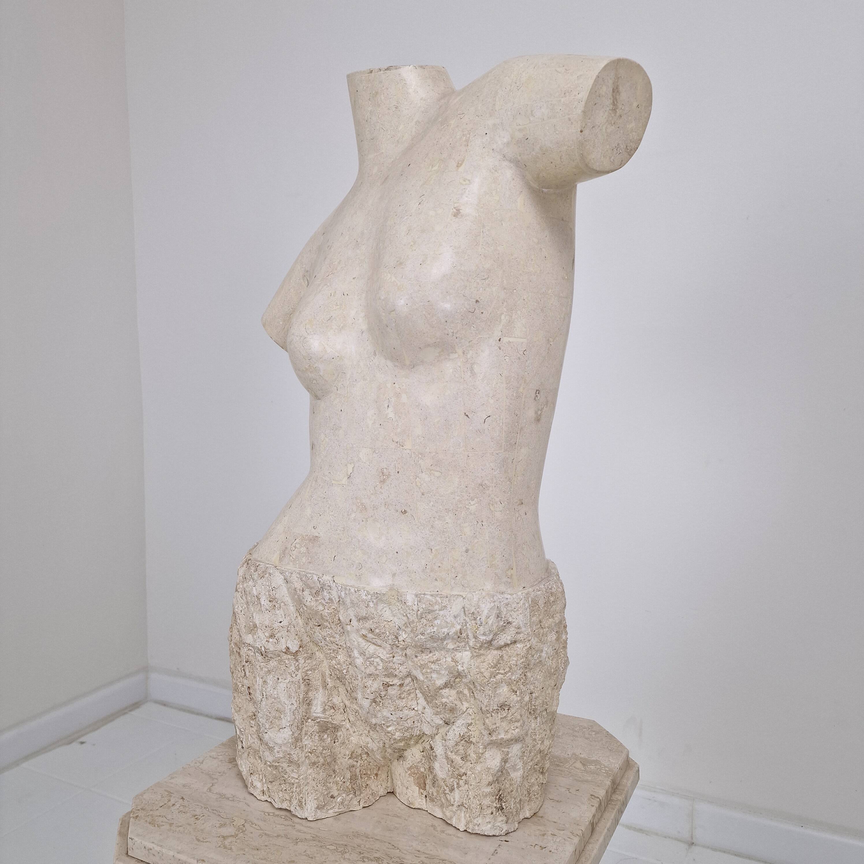 Sculptural Contemporary Female Torso Crafted from Layered Reclaimed Mactan