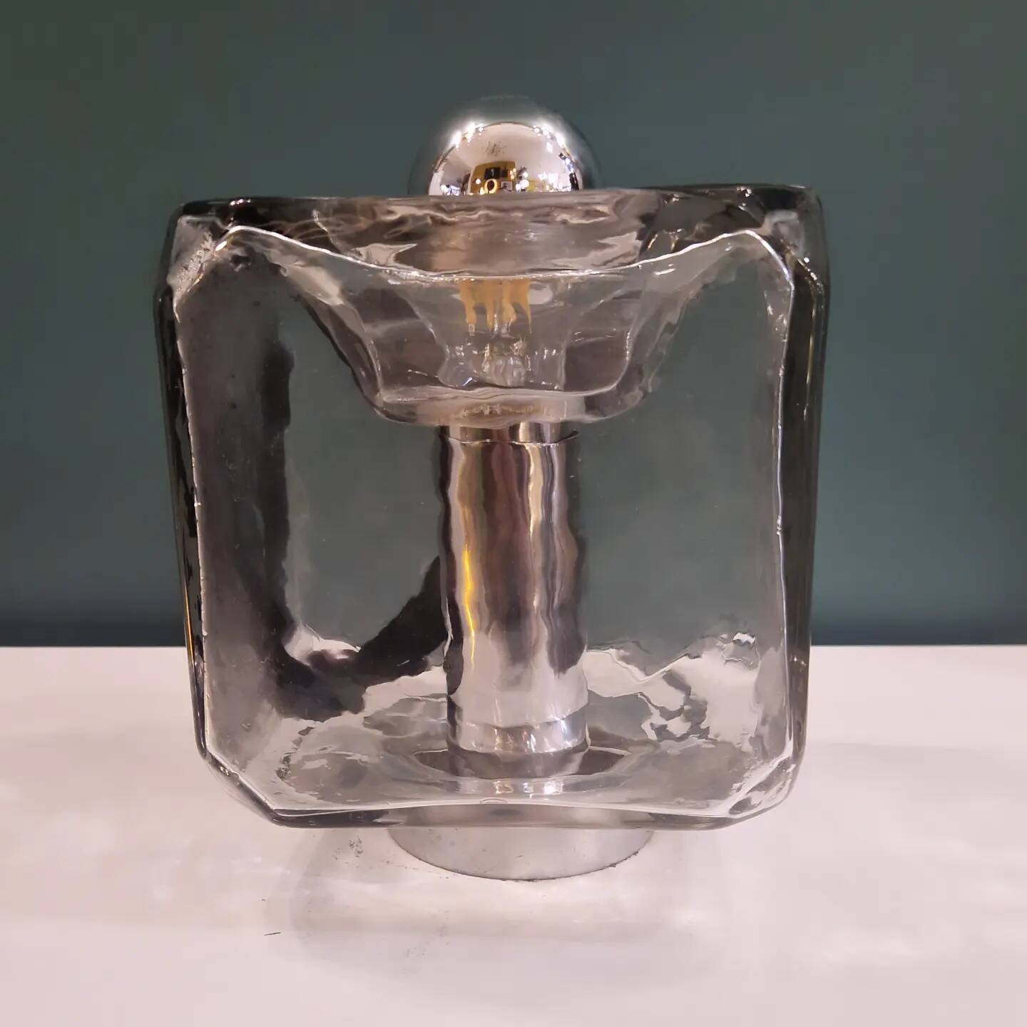 Murano glass and chrome metal table lamp from the 70s Italy