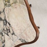 Pedestal table, old bedside table, Louis XV style, in wood and marble