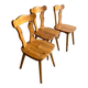 Set of 3 solid pine dining chairs – 1970s