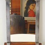 Handcrafted mirror in wood and wrought iron 1950