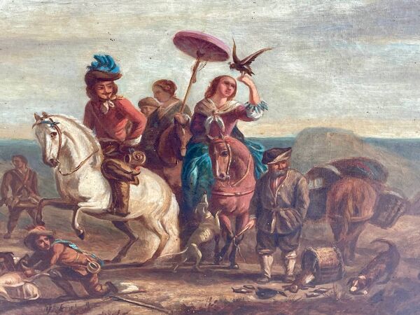 Attr. à carel van falens - scène de chasse, école flamande