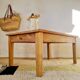 Antique wooden low farmhouse table and drawer