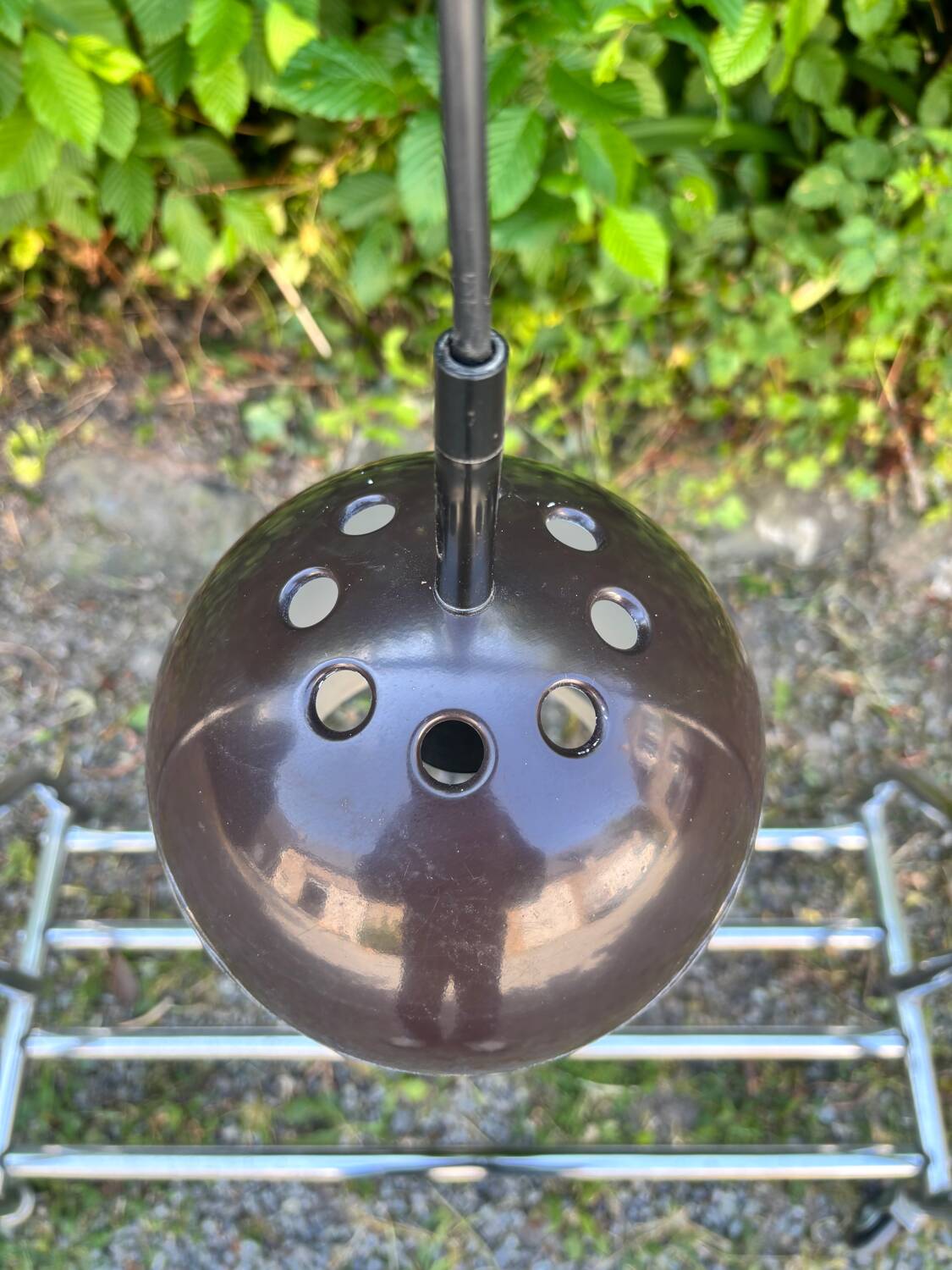 Brown metal eyeball pendant light by LITA vintage 1970