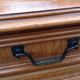 Two-drawer bedside table in oak veneer / 60s-70s