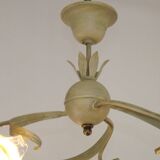 Stunning Italian Vintage 3 Light Tole Chandelier with Blown Glass Shades 4646