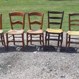 6 antique mulched chairs