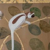 Painted canvas depicting lemurs. Contemporary work.