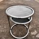 Side table with 2 shelves in chromed metal and smoked glass, circa 1970