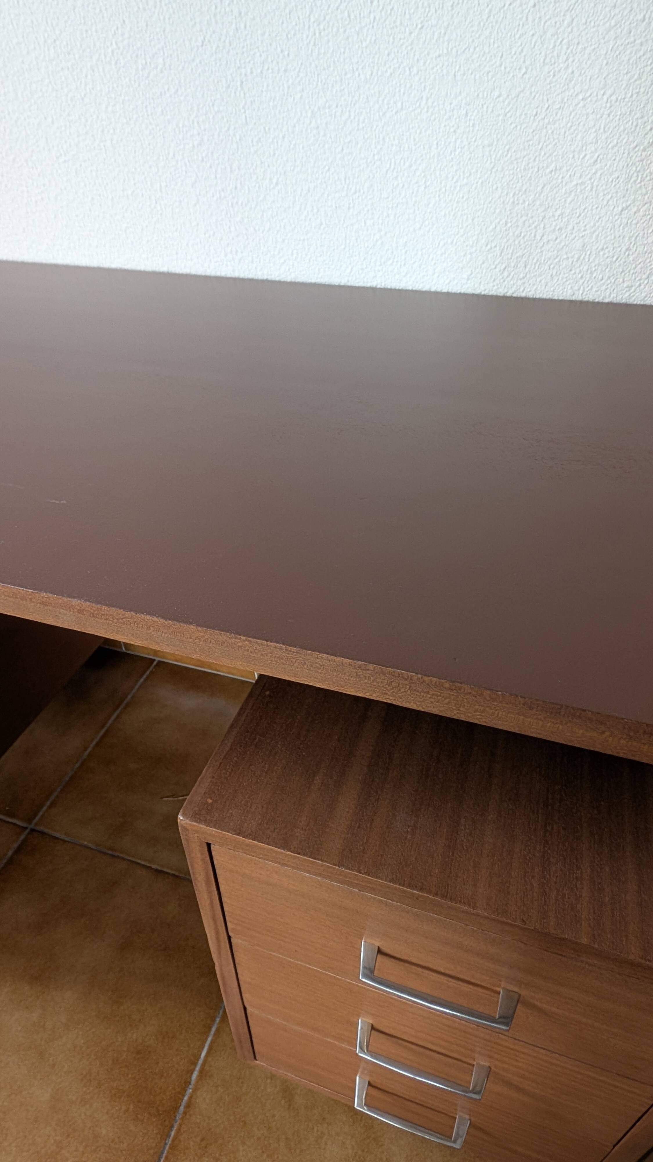 Industrial/craft desk from the 1970s; wood & metal.